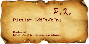 Pittler Kötöny névjegykártya